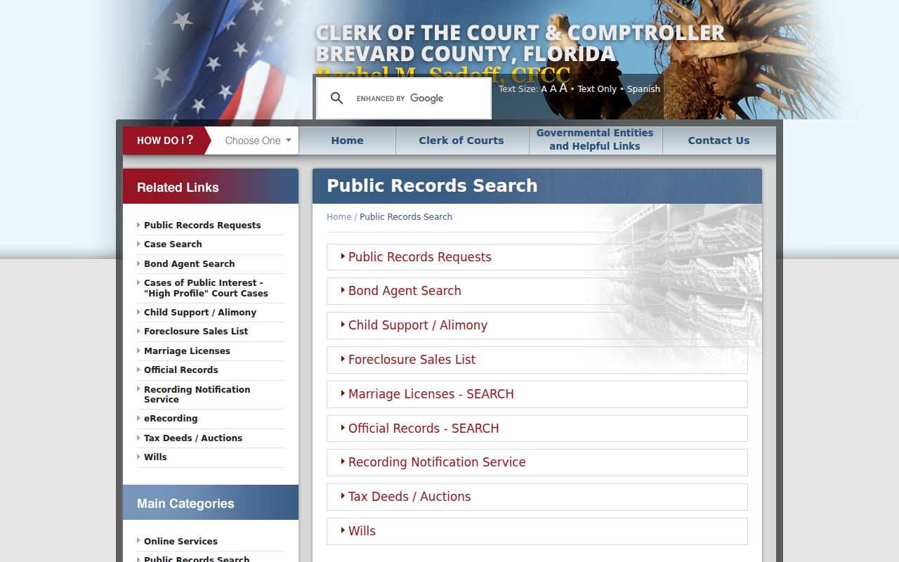 Brevard Clerk public records search hub for West Melbourne records
