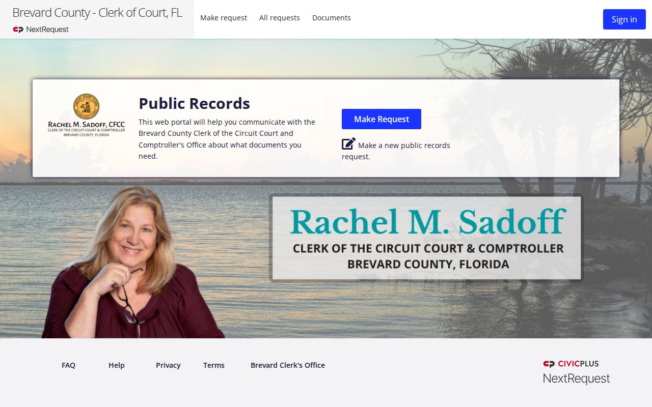 Brevard Clerk NextRequest portal for public records requests