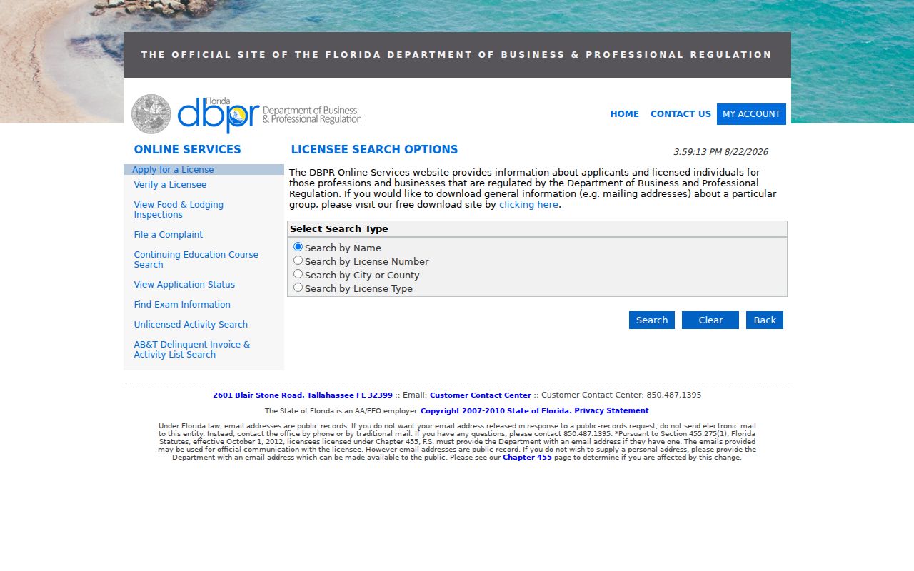West Melbourne neighbor lookup in Florida professional license records