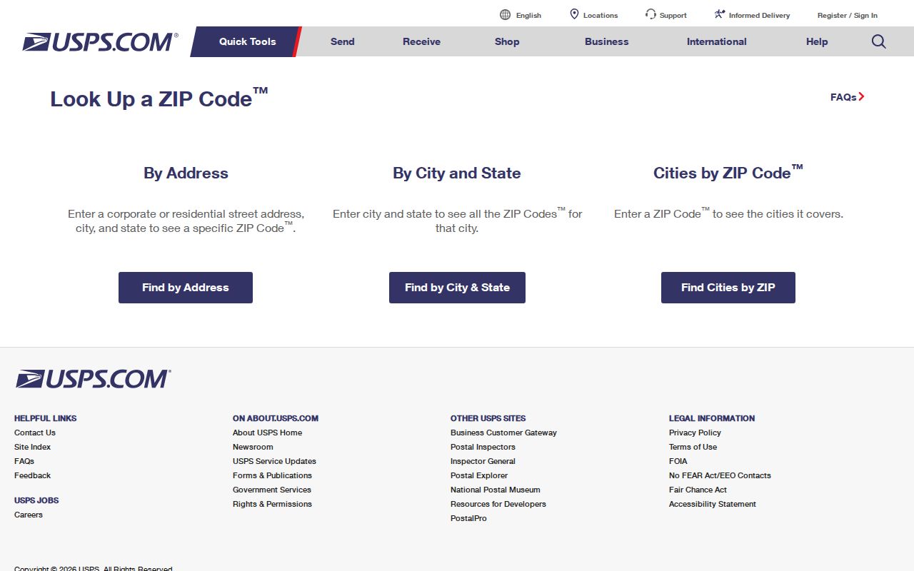 USPS address form used by the West Melbourne ZIP code directory